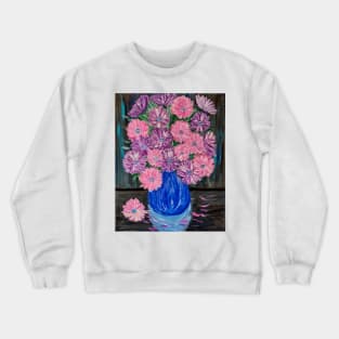 Abstract pink and purple flowers Crewneck Sweatshirt